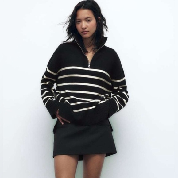 Zara striped sweater with zip - Picture 1 of 6